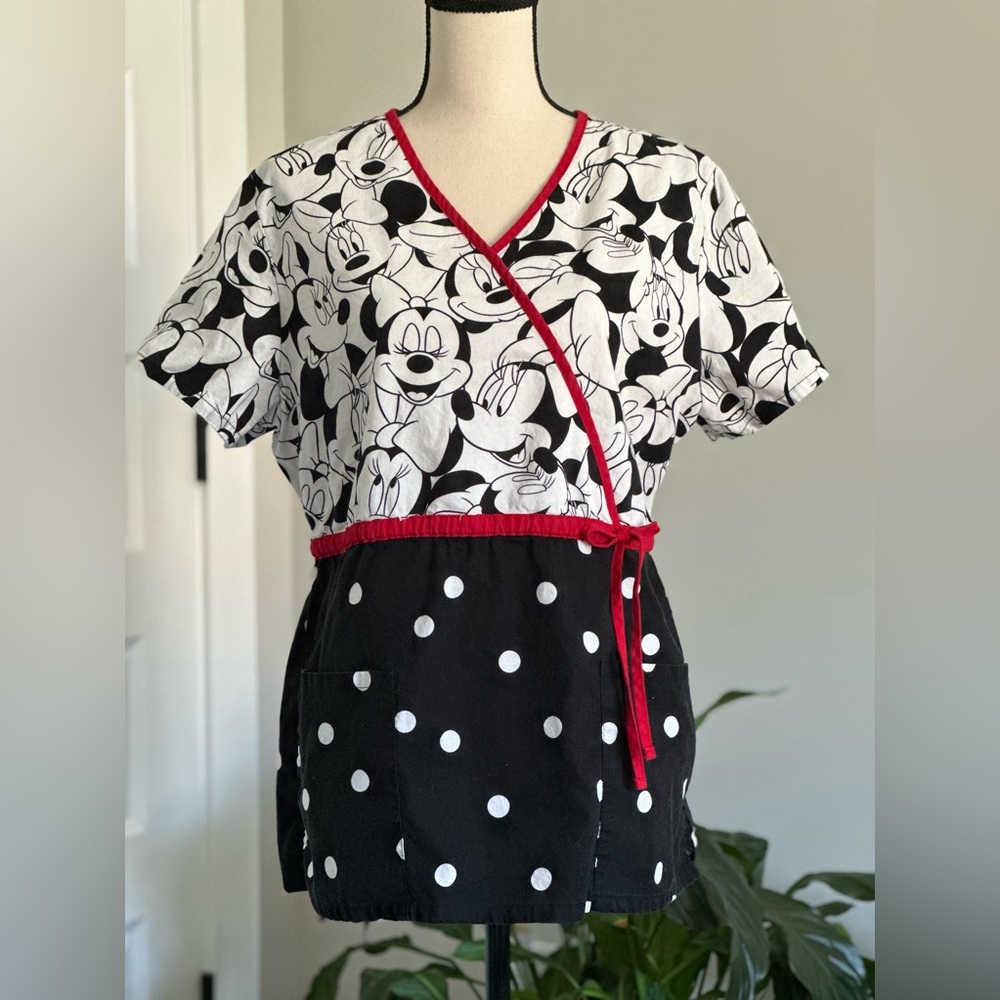 Minnie Mouse themed scrub top by Disney